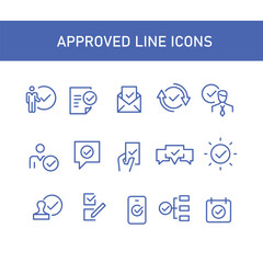 set of approved icon vector line design , check mark icon