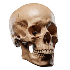 Obraz premium A human skull in profile view against a solid black background