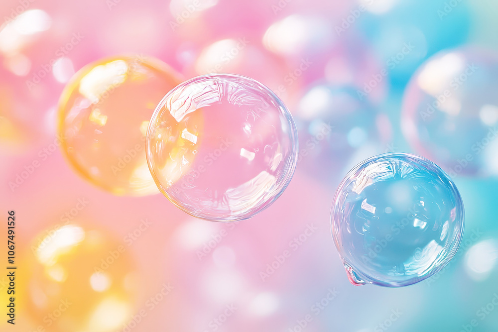 Aufkleber delicate bubbles drift gracefully against a soft pastel backdrop, capturing light and creating a whi