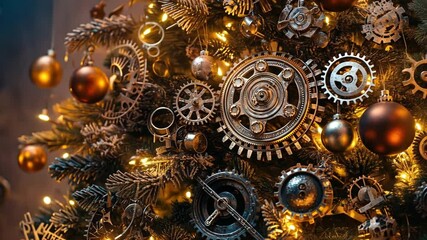 Steampunk Christmas Tree: A festive twist on tradition, this Christmas tree is adorned with intricate gears, cogs, and gleaming metal ornaments.
