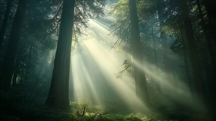 sun rays in the forest
