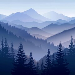 Realistic mountains landscape. Morning wood panorama, pine trees and mountains silhouettes. Vector forest hiking background Save to Library Download Preview Preview Crop Find Similar FILE #: 267434405