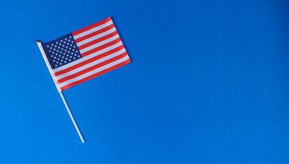 American flag on blue background