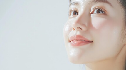 Woman with radiant skin post-treatment, soft lighting, gentle exfoliation, bright and healthy glow, skincare inspiration