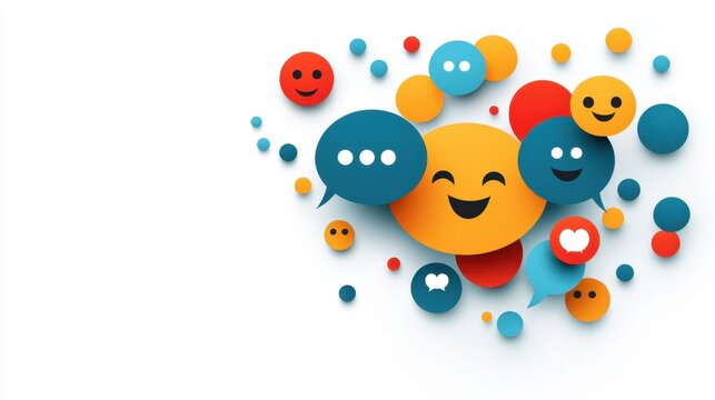 Colorful Emoticons and Messaging Bubbles Design
