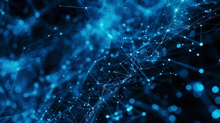 Dive into the intricate blend of vibrant blue lines and points in a digital abstract setting, perfect for futuristic, network, and technological themes, creating a mesmerizing visual experience