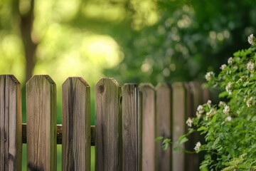 Fototapeta premium Recently set up wooden fencing with posts
