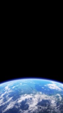 A fixed camera captures a view of Earth from space. The camera remains stationary while the Earth slowly rotates, revealing the dynamic beauty of cloud formations and continents moving