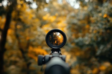 scope aimed at wooded area