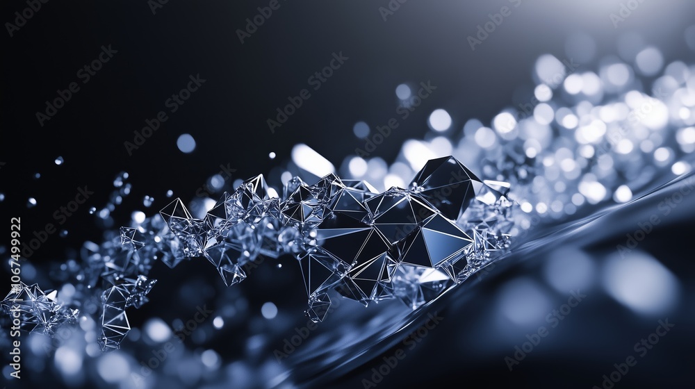 Poster abstract geometric shapes and reflections creating a mesmerizing effect on water surface in a dark e