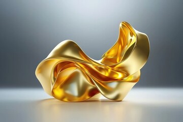 3D Stylized Flax Seed Illustration in Golden Color