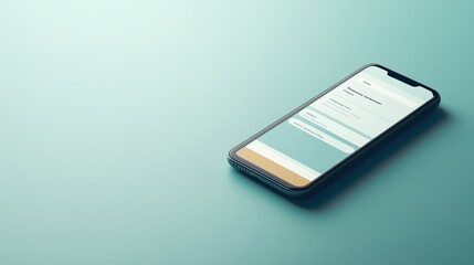 Smartphone with chat app on screen over teal background