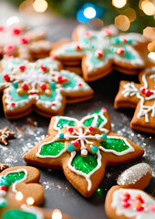 Christmas decorated gingerbread cookies