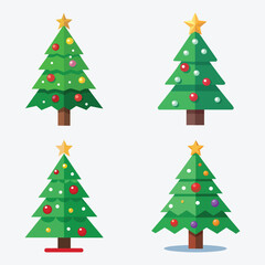 abstract Christmas trees. Christmas Tree Color Flat Icons. Christmas Tree Green Icon.