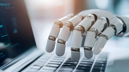 Man researching technology using a laptop, exploring AI applications and innovative solutions   