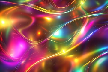 Fototapeta premium Vibrant Abstract Holographic Background With Colorful Swirling Lights
