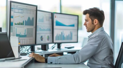 Data Scientist Analyzing Complex Data Sets in Modern Corporate Office for Analytics Insights