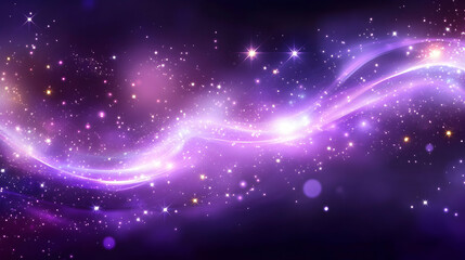 Obraz premium Purple particles wave and light abstract background, featuring shining dots and stars 