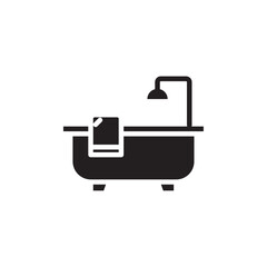 Bathroom icon Black and white outline vector
