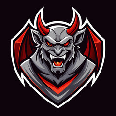 Stylized esports logo featuring a fierce gargoyle creature with red accents and menacing expression, perfect for team branding and competition