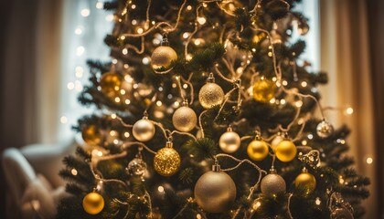 Golden Christmas tree background