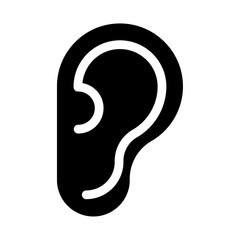 Fototapeta premium Ear icon Black and white outline vector