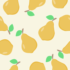 Pear seamless pattern. Fruit vector illustration for fabric print, web banner, stickers, product design.