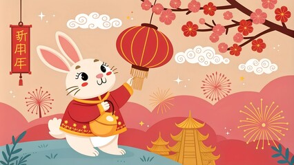 Fototapeta premium chinese new year illustration rabbit