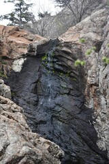 Tough rocky trail with hole in Wichita Mountains Wildlife in Oklahoma