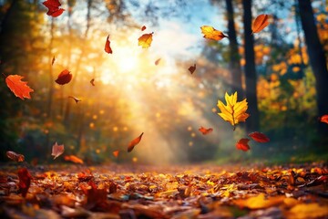 Leaves Flying in Forest