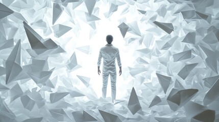 Reaching higher and success transformation or Transform and rise to succeed or improving concept and leadership in business through innovation or evolution with paper origami changed for the better.