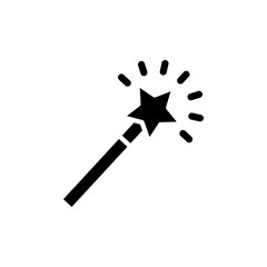 Magic wand icon Black and white outline vector