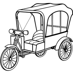 Modern Rickshaw on White Background