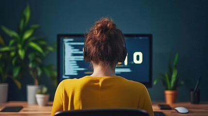 Programmer focused on coding, intense session, modern workspace