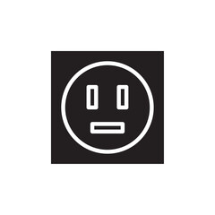 Socket icon Black and white outline vector