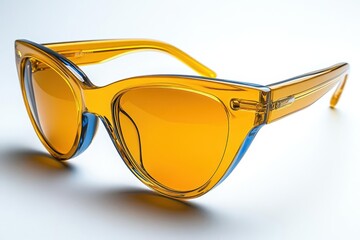 yellow fashion sunglasses with matching yellow frames and lenses isolated on a clean white background creating a stylish and eyecatching accessory showcase