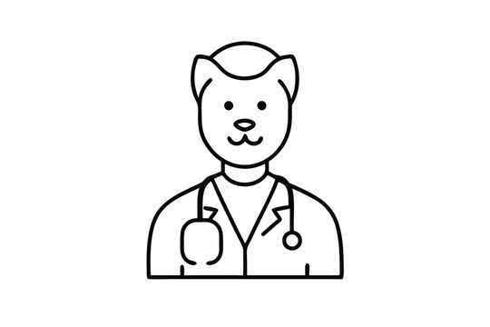 black and white cat doctor with stethoscope clip art preview