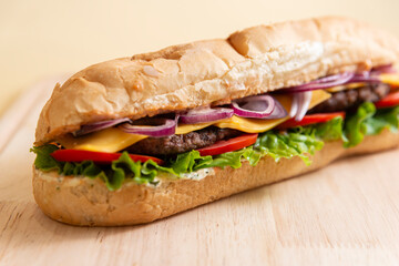 sandwich with ham and vegetables