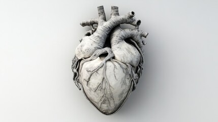 heart, anatomy, cardiac, structure, detailed, rendering, medical, scientific, illustration, isolated, white, background, human, organ, biology, health, education, cardiovascular, system, chambers, art