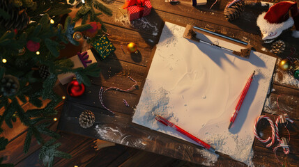 christmas decoration on desk with free space