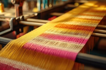 Textile machine with colored stripes