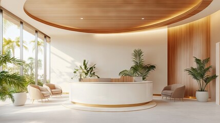 Elegant Luxury Reception Lobby Interior Design. AI generated illustration