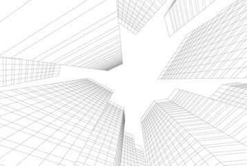 Fototapeta premium Modern city architecture 3d illustration