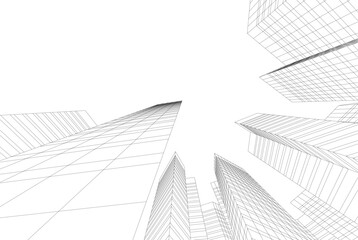 Fototapeta premium Modern city architecture 3d illustration