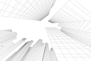 Fototapeta premium Modern city architecture 3d illustration