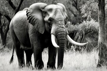 Naklejka premium Ancient Wisdom - A Timeless Portrait of a Tusker