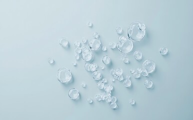 Transparent Water Molecules on Light Blue Background. AI generated illustration