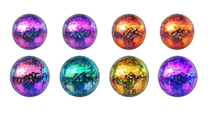 Vibrant Disco Balls Collection in Shiny Colorful Designs Generative AI