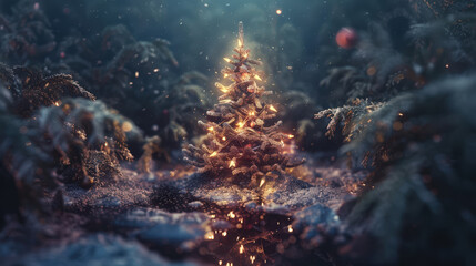 Obraz premium beautiful christmas tree with lights