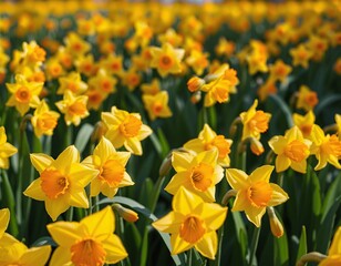Blooming Daffodils in a Spring Meadow